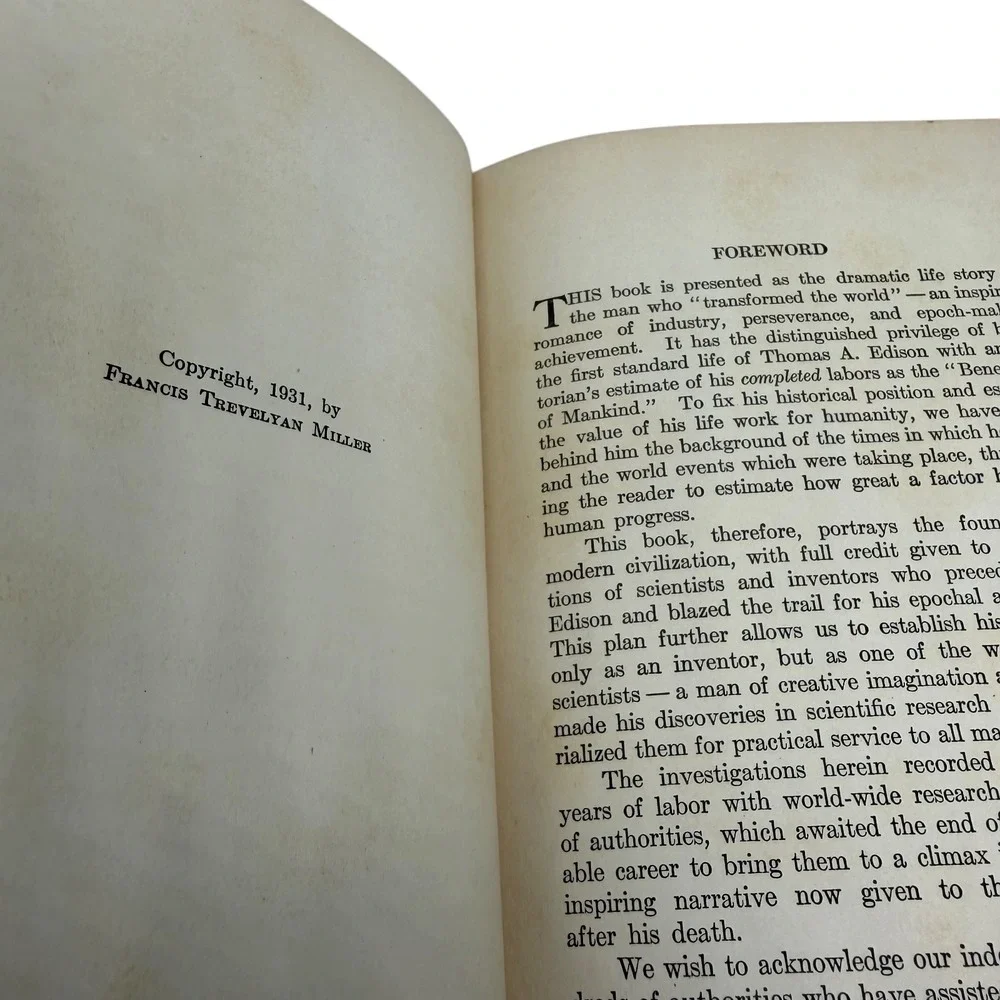 Thomas A Edison Benefactor of Mankind Francis Trevelyan Miller 1931 Book Vintage